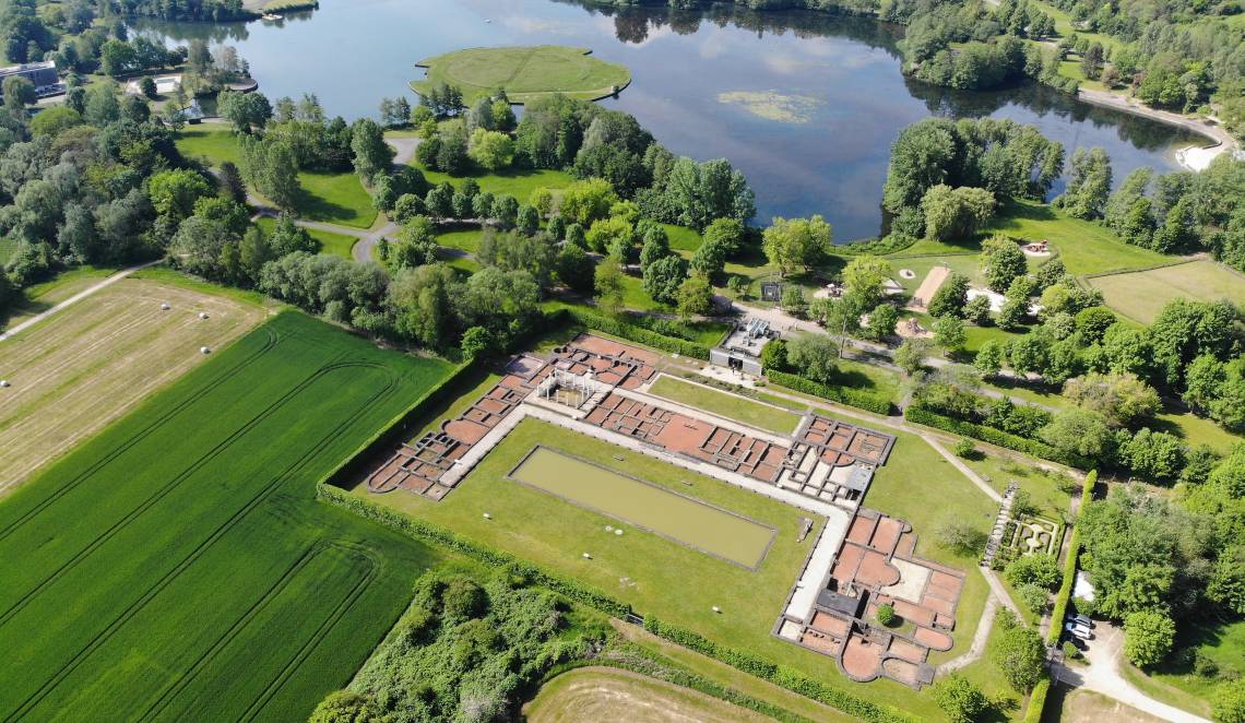 Bird's eye view of the Roman villa in Echternach
