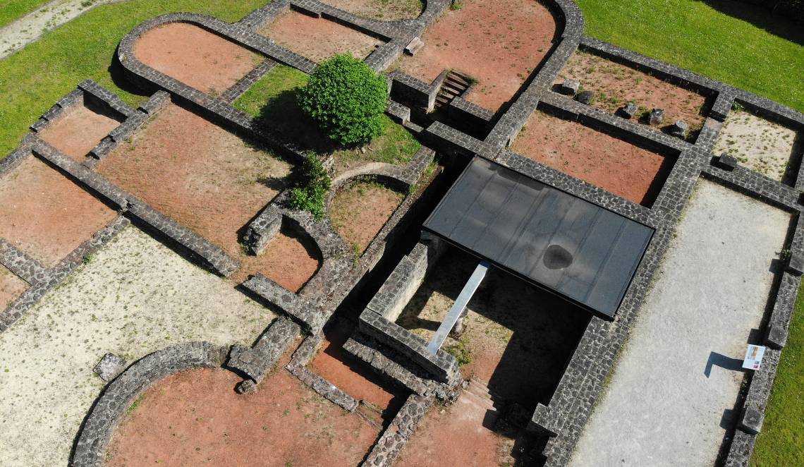 Bird's eye view of the Roman villa in Echternach